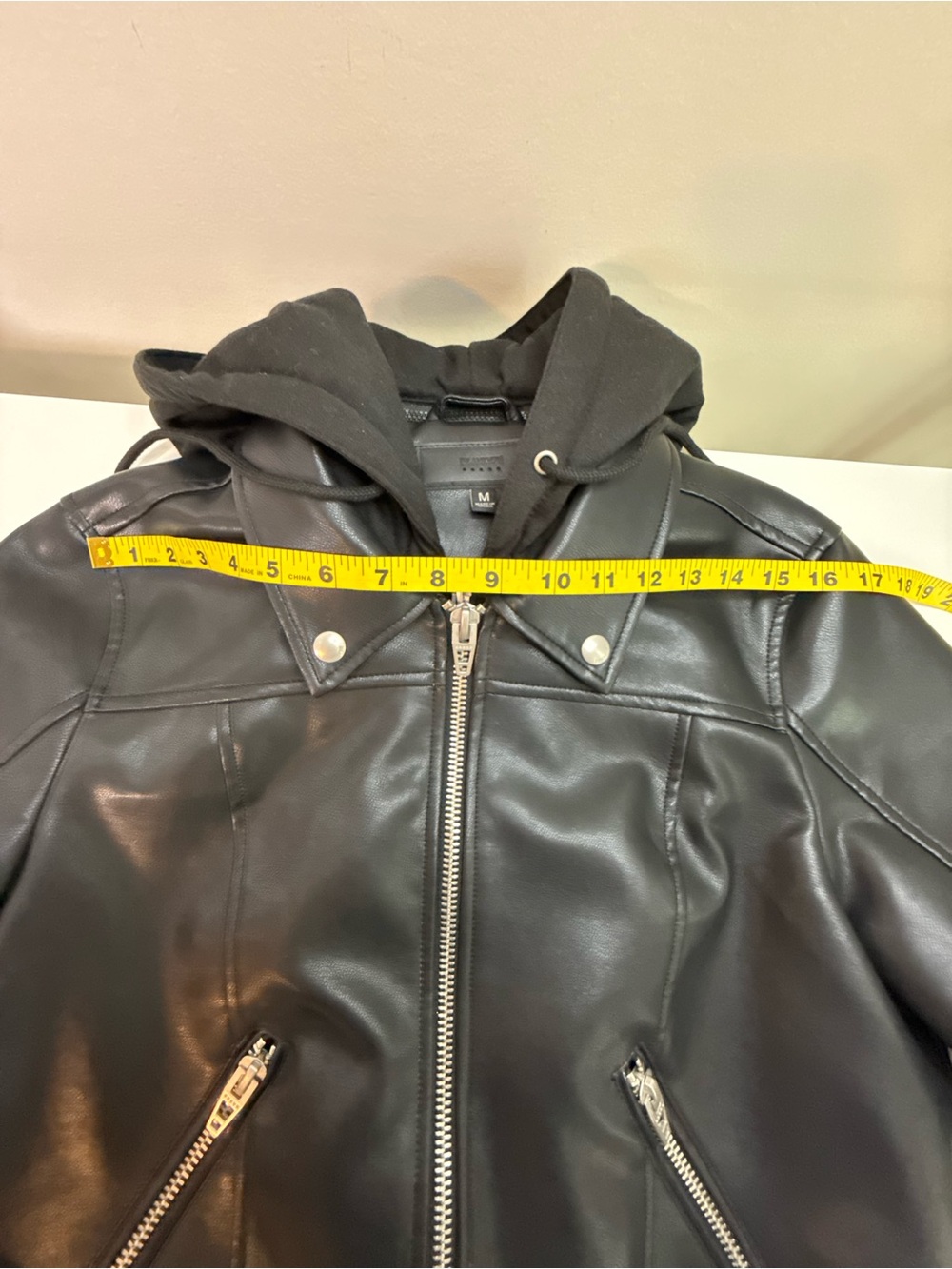 BlankNYC | Faux Leather Moto Jacket with Removable Hood | Black | Size Medium - Picture 12 of 14